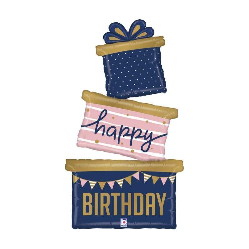Maxi shape Hbd palloncino 51”multi-balloons pacco regalo colore navy