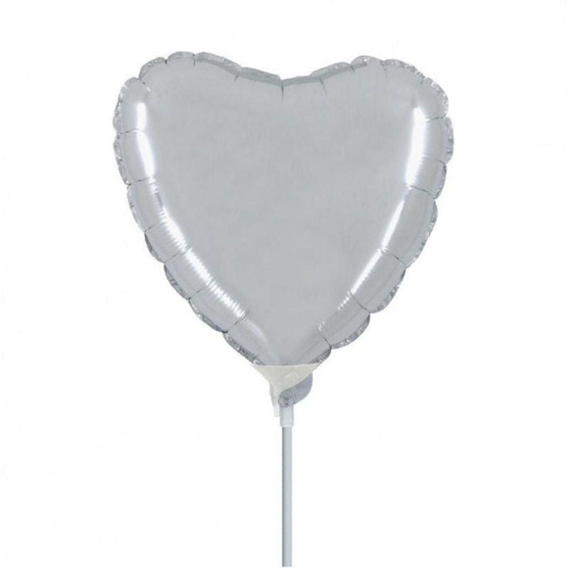 Mini Shape Mylar Cuore 9'' Argento Liscio
