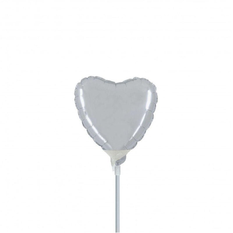 Mini Shape Mylar Cuore 4'' Argento Liscio