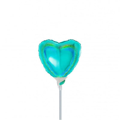 Mini Shape Mylar Cuore 4'' Tiffany Glitter