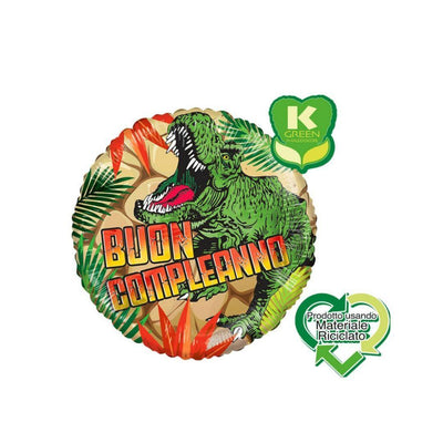 Palloncino 18'' Mylar Buon Compleanno Dinosauri T-Rex 18'' CM 45