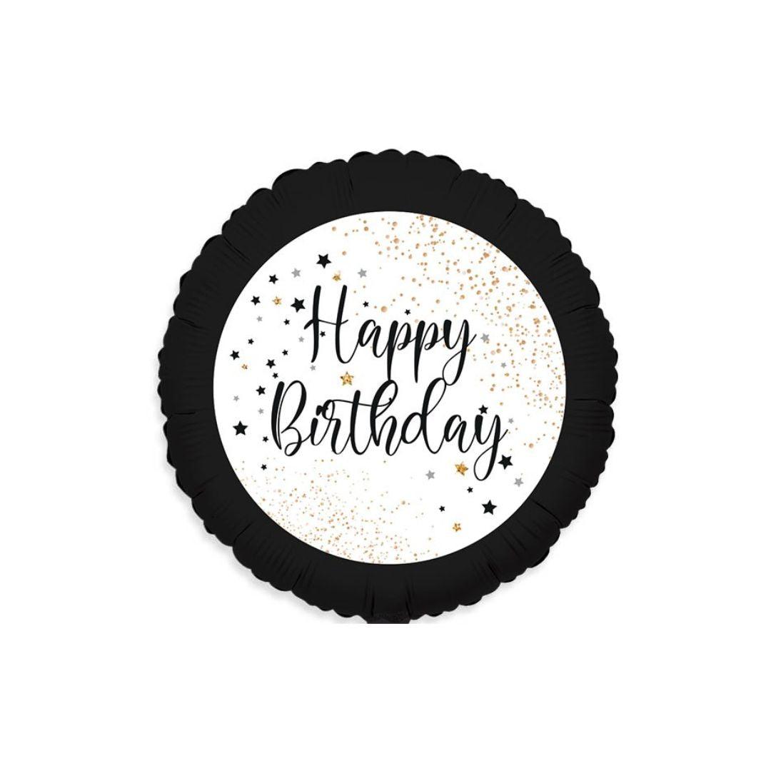 Palloncino 18" Mylar Happy Birthday "Black & White"