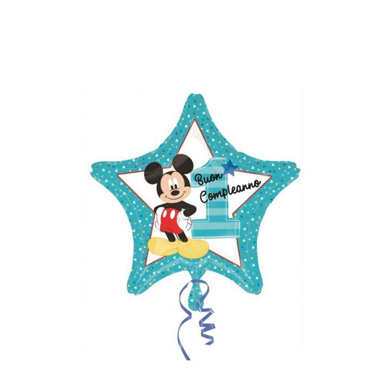 Pallone foil 19'' - 48 cm Mickey Buon 1 Compleanno