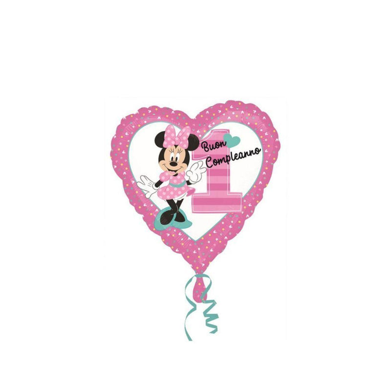 Pallone foil 19'' - 48 cm Minnie Buon 1 Compleanno