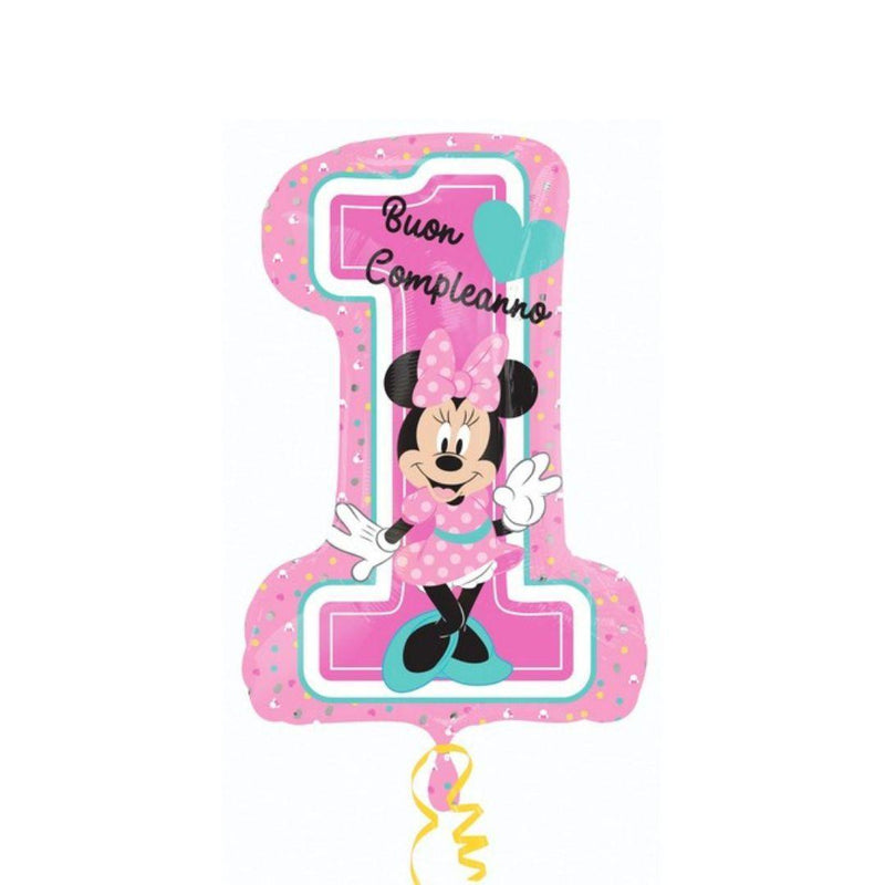 Pallone foil Supershape 48 x 71 cm Minnie Buon 1 Compleanno