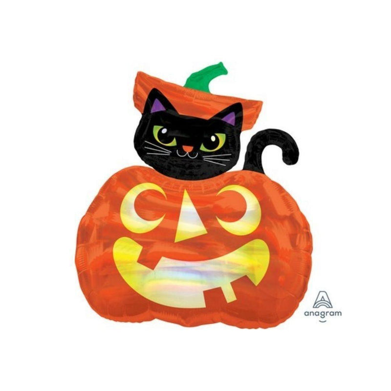 Pallone foil Supershape Cat & Pumpkin Iridescent