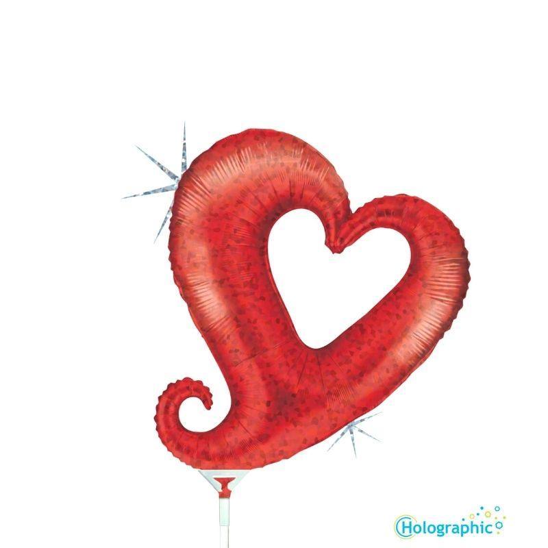 Minishape Sagoma Cuore Rosso Glitter 9''