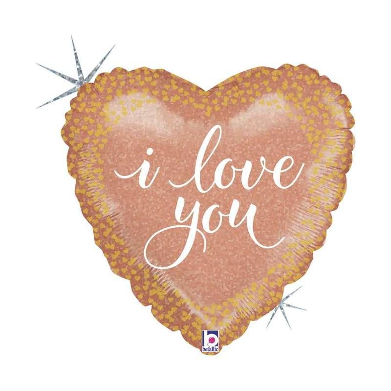 Palloncino Foil Olografico Ororosa “I love you”